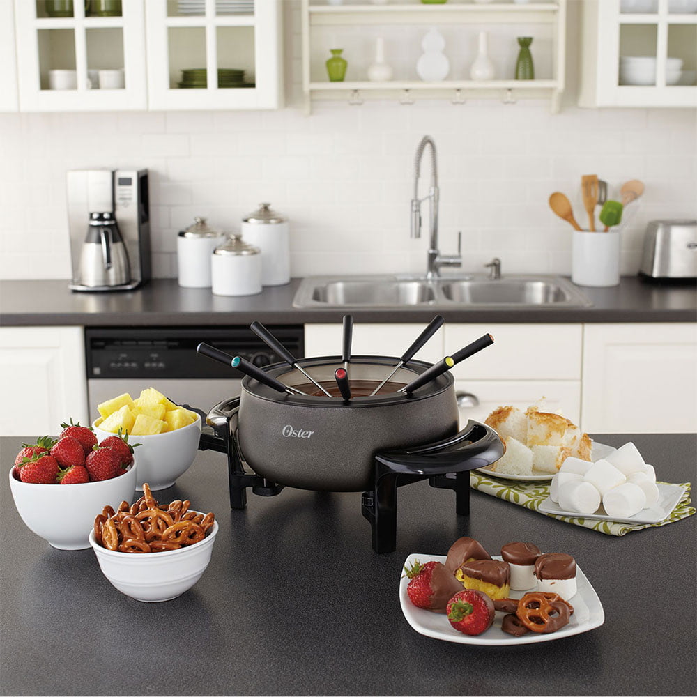 Oster Titanium Infused DuraCeramic 3 Quart Fondue Pot in Grey