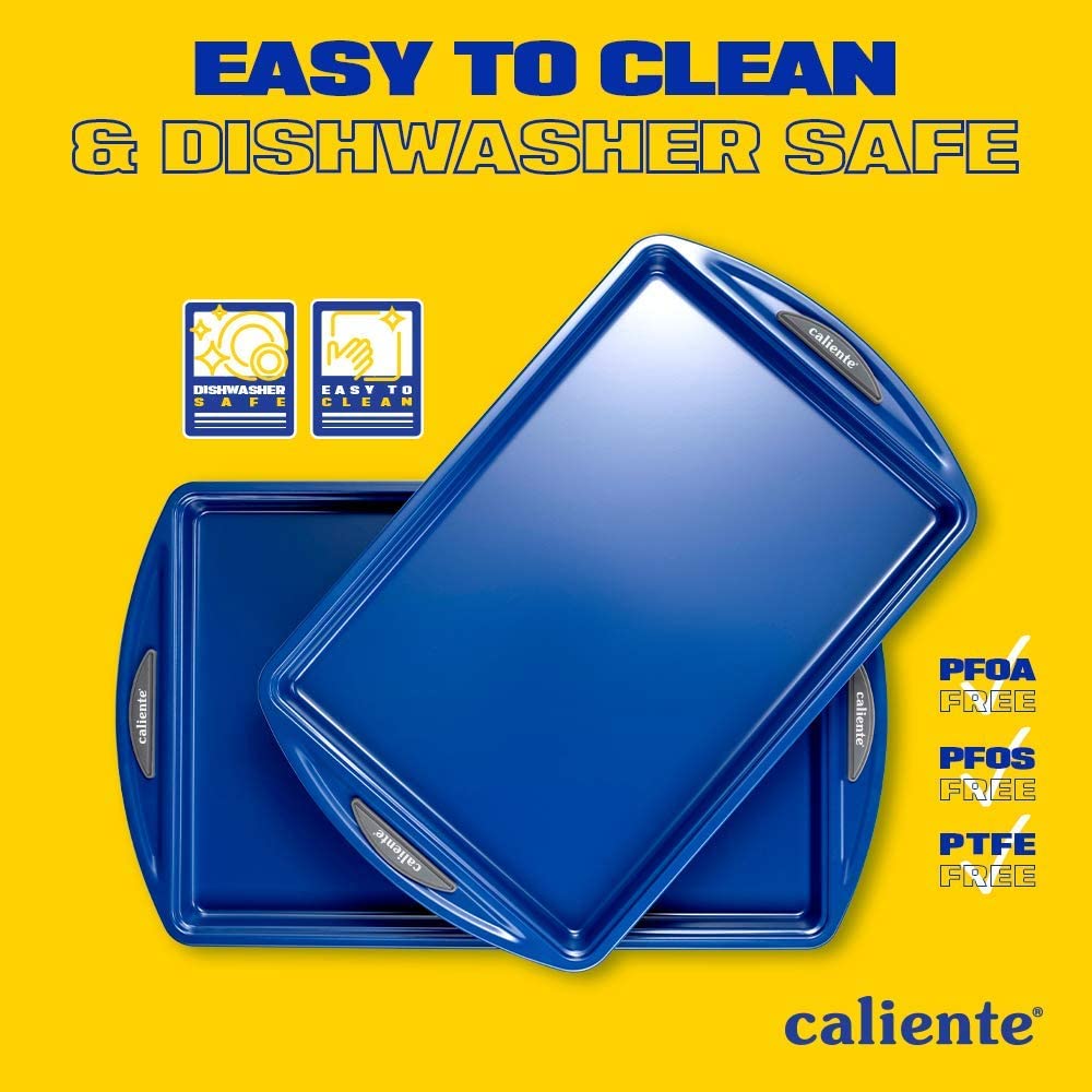 Caliente Nonstick Bakeware Set of 8 | Premium Baking Sheets, Loaf & Bread Baking Pans, Pizza, Roasting & Cake Pans | Durable Carbon Steel Baking Set