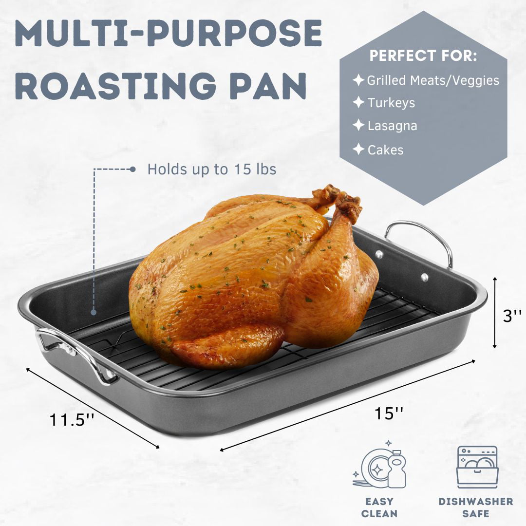 Imperial Home 15” x 11" Roasting Pan with Flat Rack