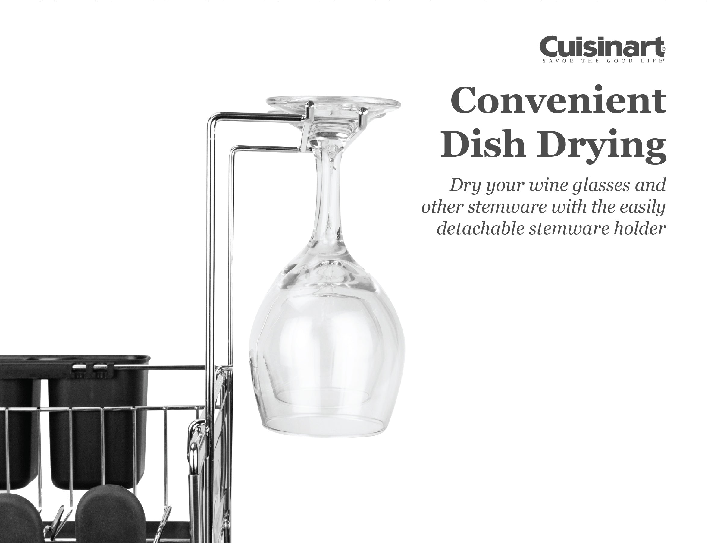 Cuisinart Stainless Steel Dish Drying Rack,14.4” x 12” x 6”- Stainless Steel/Black