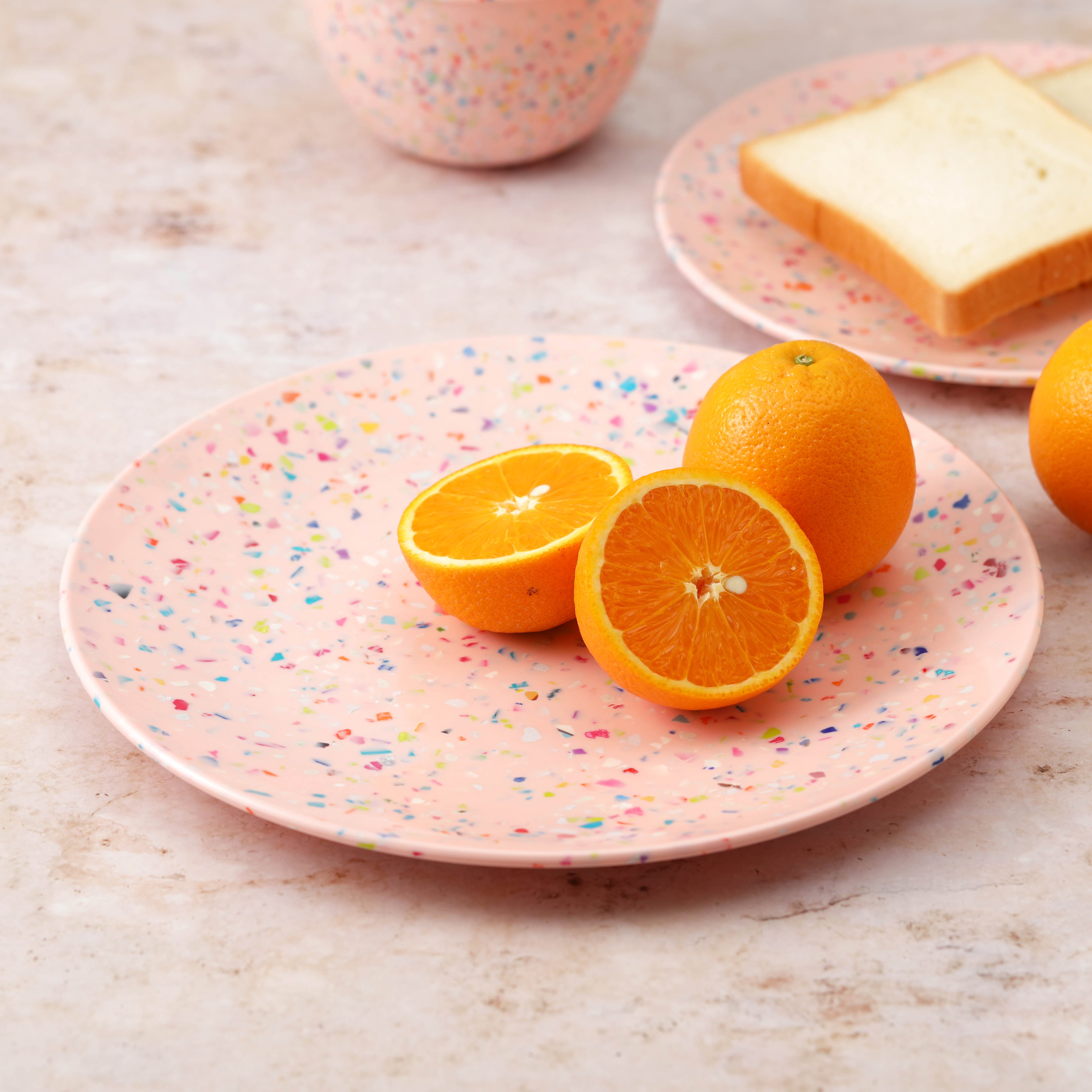 Zak Designs 12-Piece Confetti Melamine Plastic Dinnerware Set Dinner Plates Salad Plates Individual Bowls Durable Eco-Friendly Service for 4 BPA Free, Primrose