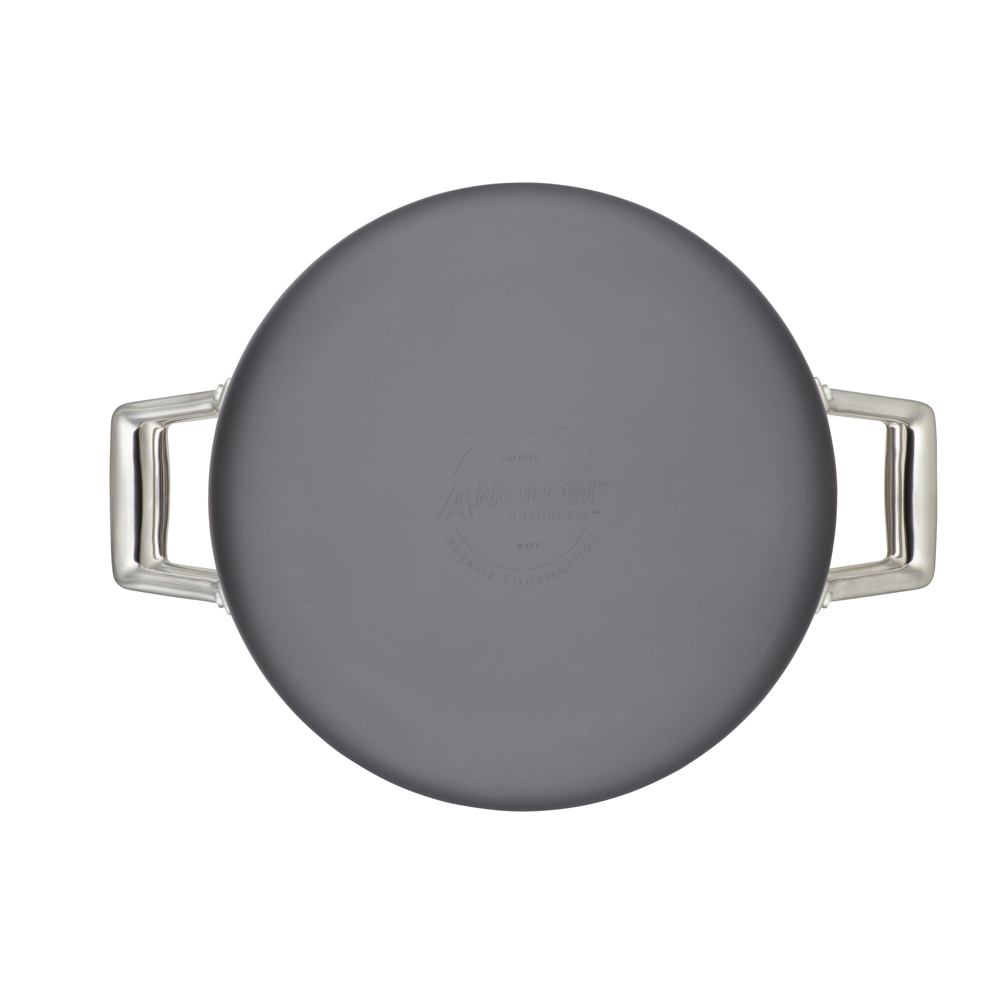 Anolon Authority Hard-Anodized Non-stick Covered Dutch Oven with Steamer Insert, 5 Quart, Gray