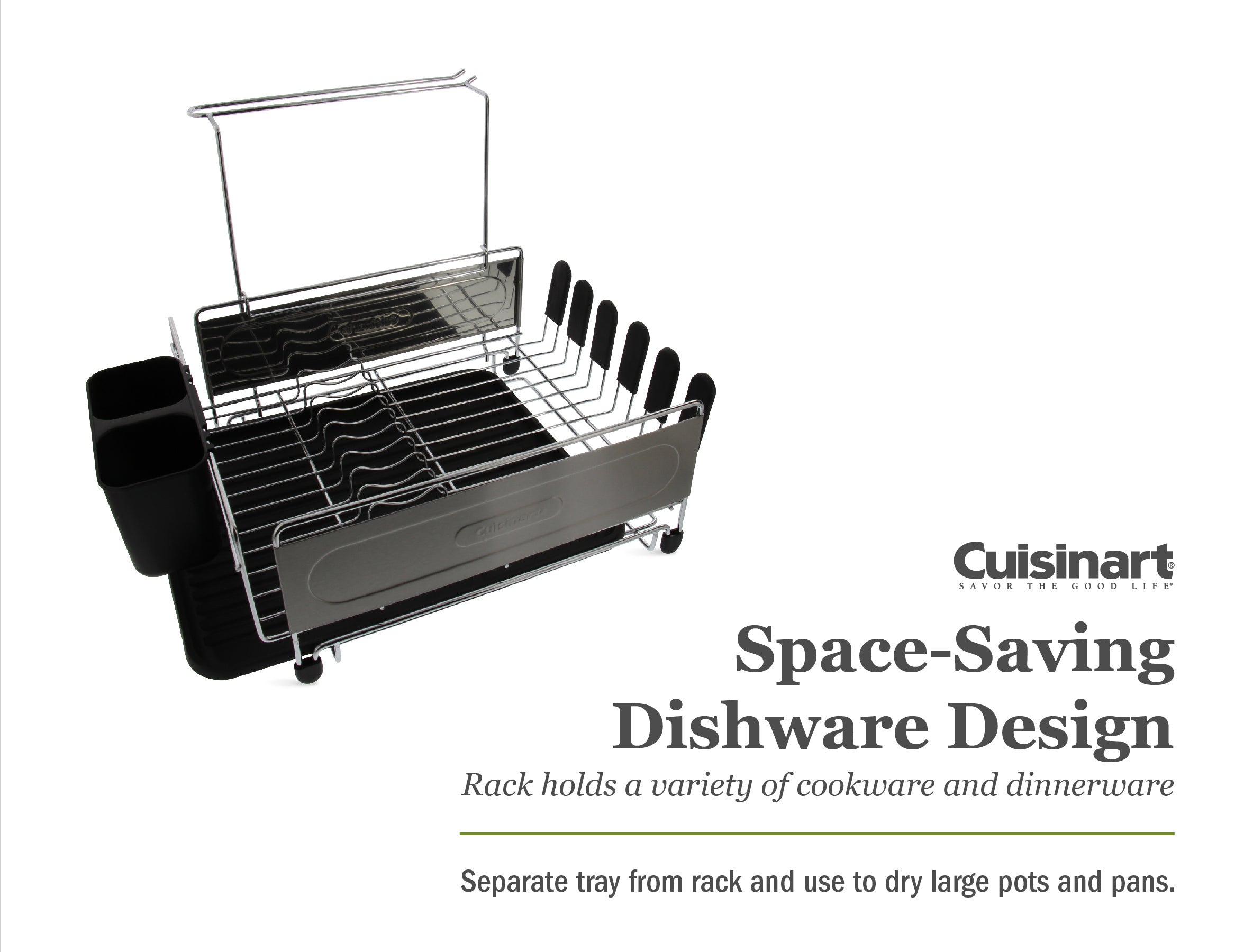 Cuisinart Stainless Steel Dish Drying Rack,14.4” x 12” x 6”- Stainless Steel/Black