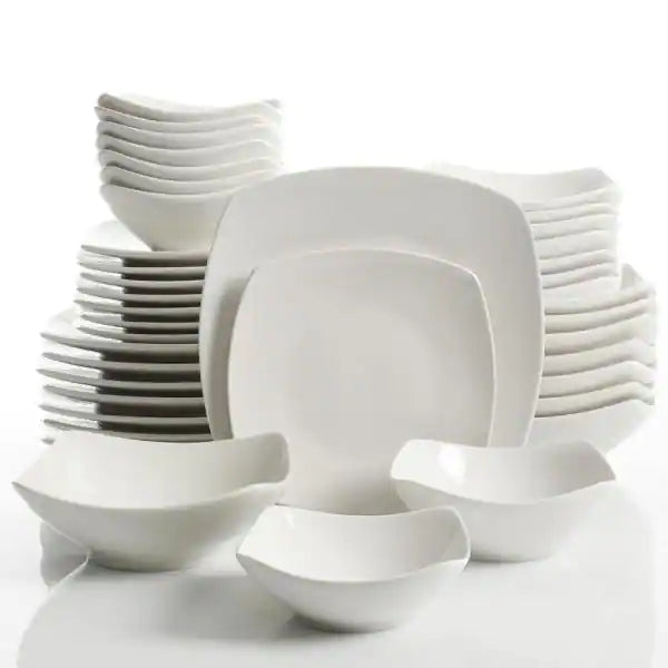 Best Seller Gourmet Expressions Brentwood 40-Piece Modern White Ceramic Dinnerware Set (Service for 8)