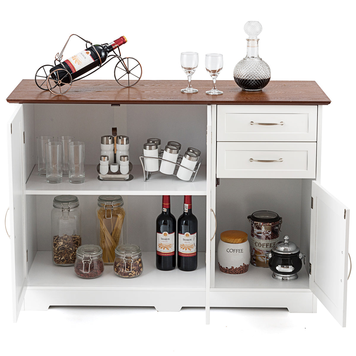 Gymax Buffet Storage Cabinet Console Table Kitchen Sideboardd Home Furni W/2 Drawers