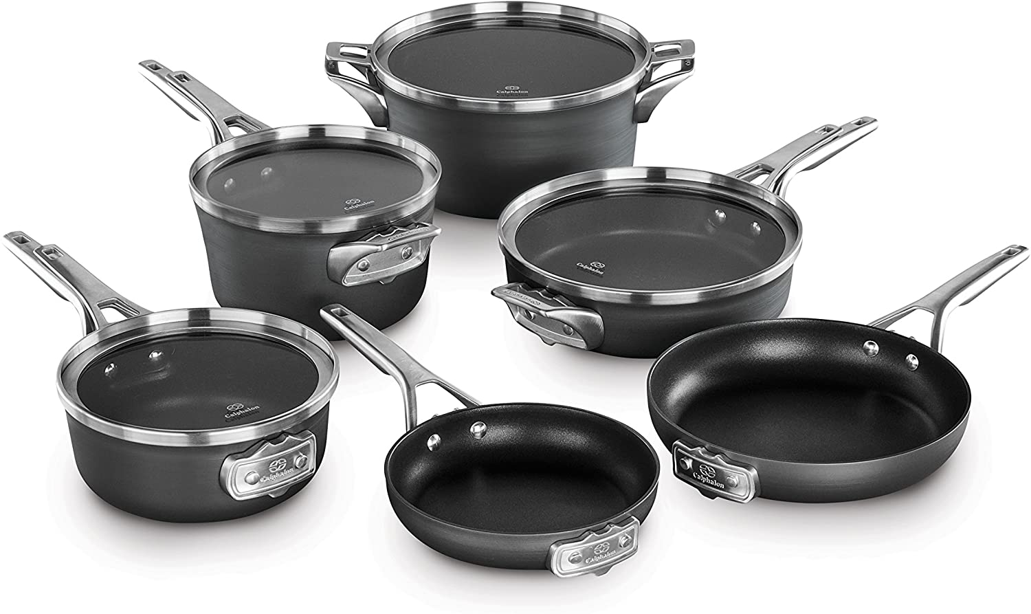 Calphalon Premier Space-Saving Hard-Anodized Nonstick Cookware, 10-Piece Set