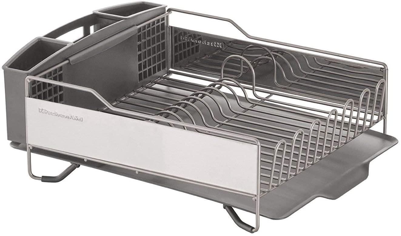 Full Size Dish Rack, Light Grey & OXO Good Grips SimplyTear Paper Towel Holder - Stainless Steel
