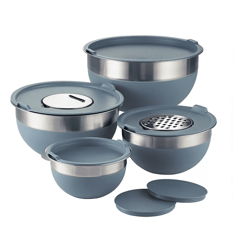 Tramontina 10-Piece Stainless Steel Mixing Bowls,Blueberry
