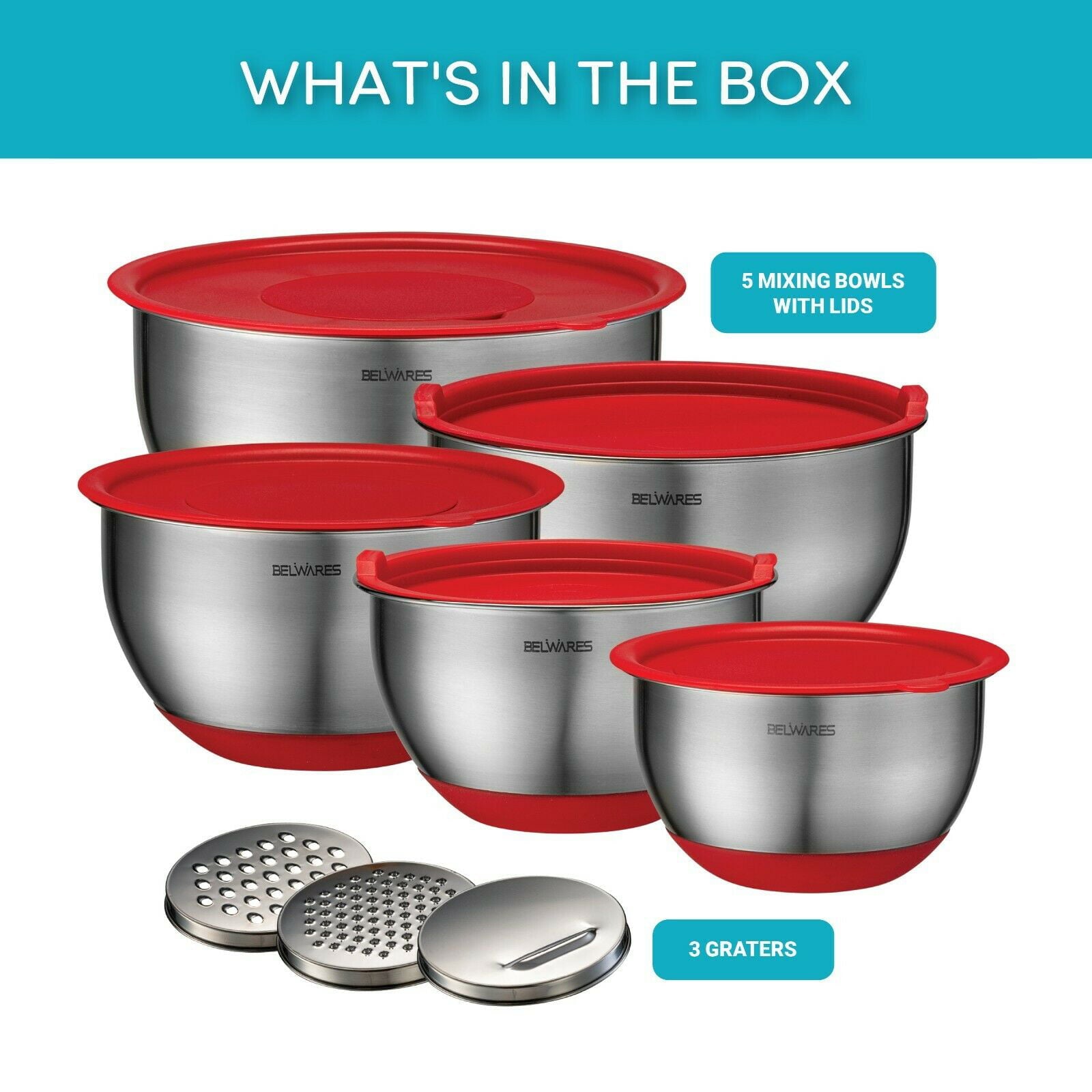 Belwares Stainless Steel Nesting Mixing Bowl Set with (13 Pieces)