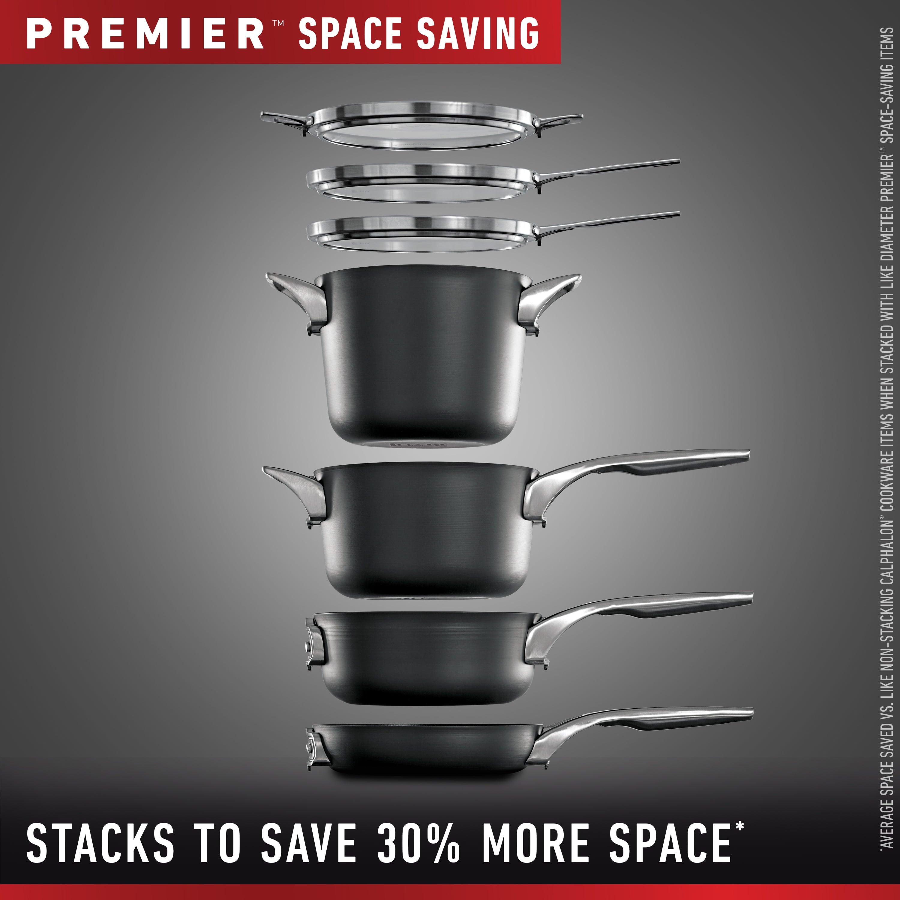 Calphalon Premier Space-Saving Hard-Anodized Nonstick Cookware, 10-Piece Set