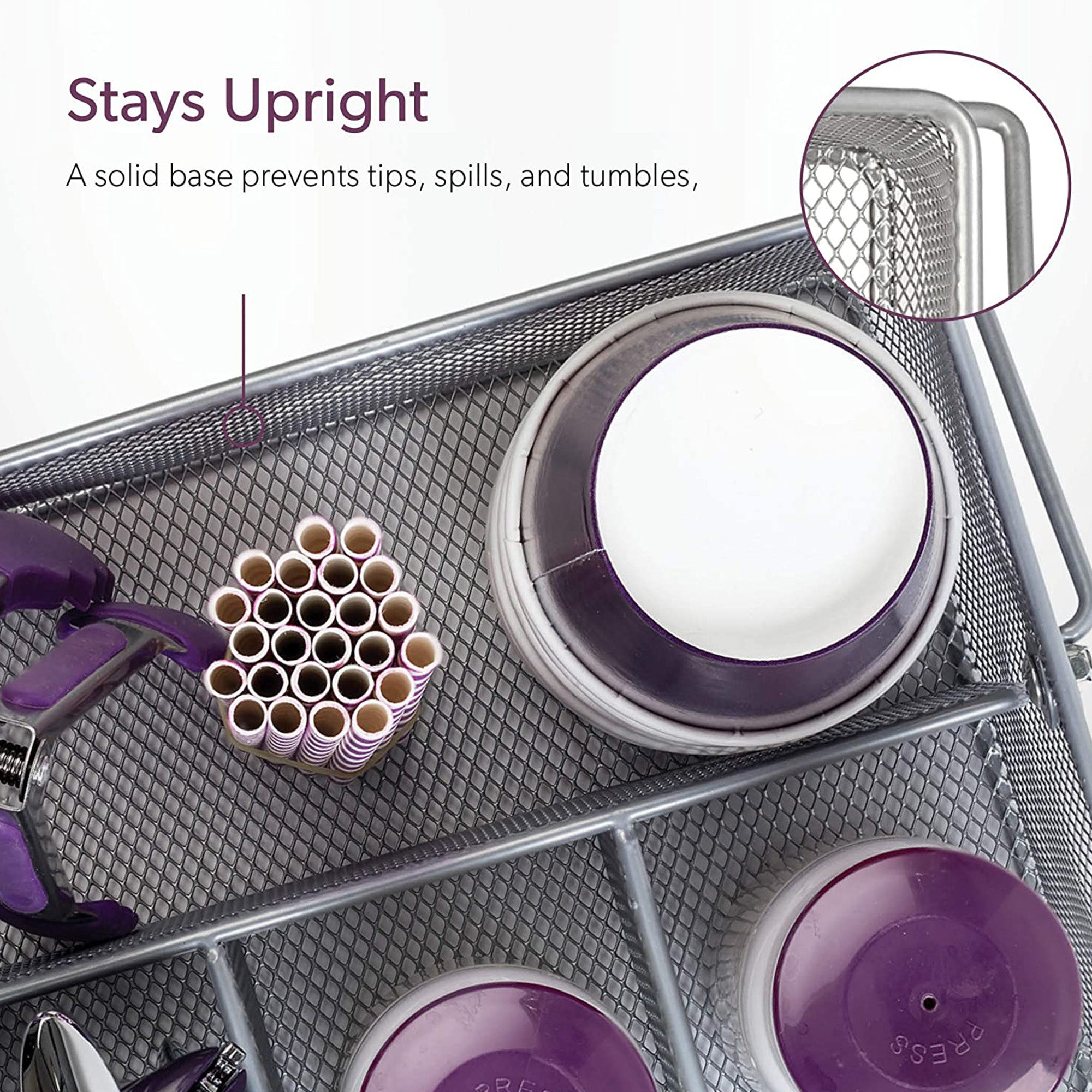 Mindspace Utensil Holder with 4 Compartments Kitchen Organization for Utensils Seasoning Organizer Silver