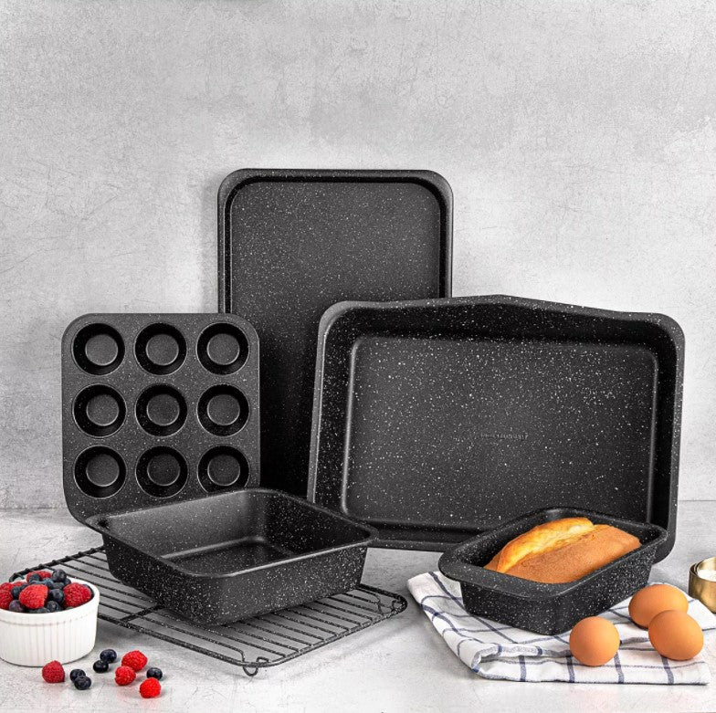 StackMasater 6-Piece Mineral and Diamond Infused Nonstick Space Saving Stackable Bakeware Set