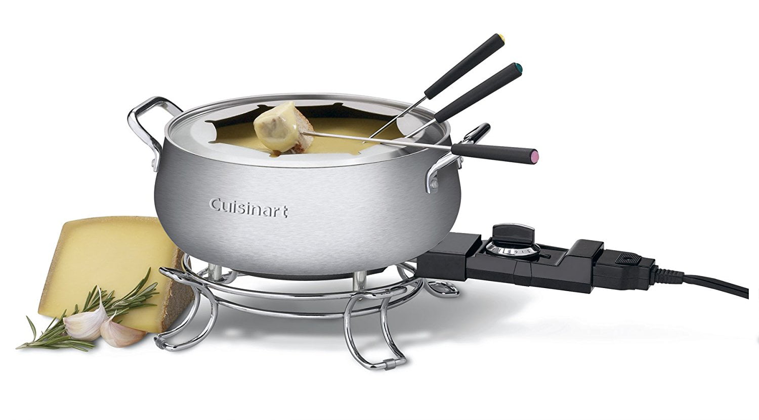 Cuisinart CFO-3SS, 3-Quart Electric Fondue Pot with Forks, Stainless Steel