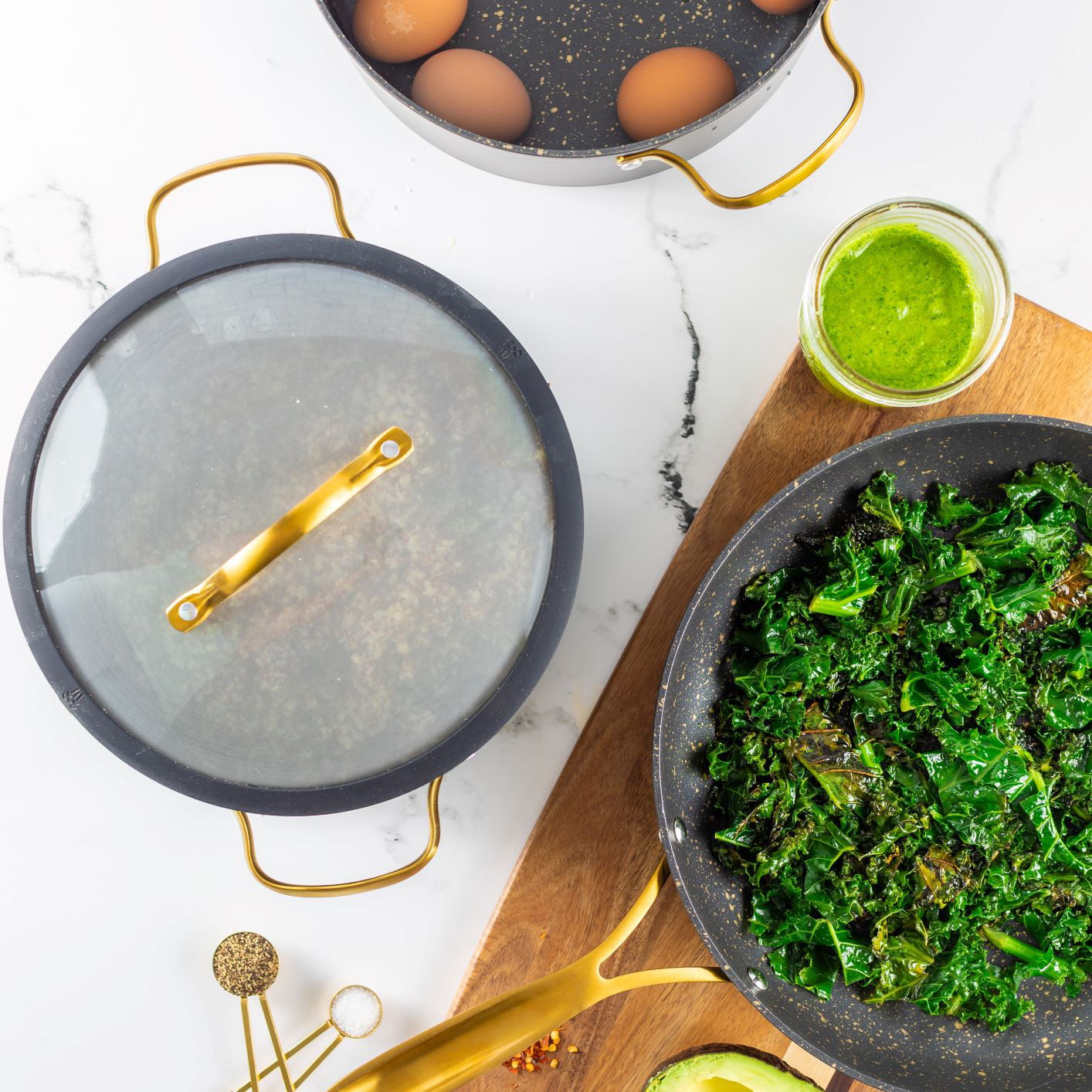 Thyme & Table Non-Stick 12 Piece Gold Pots And Pans Cookware Set