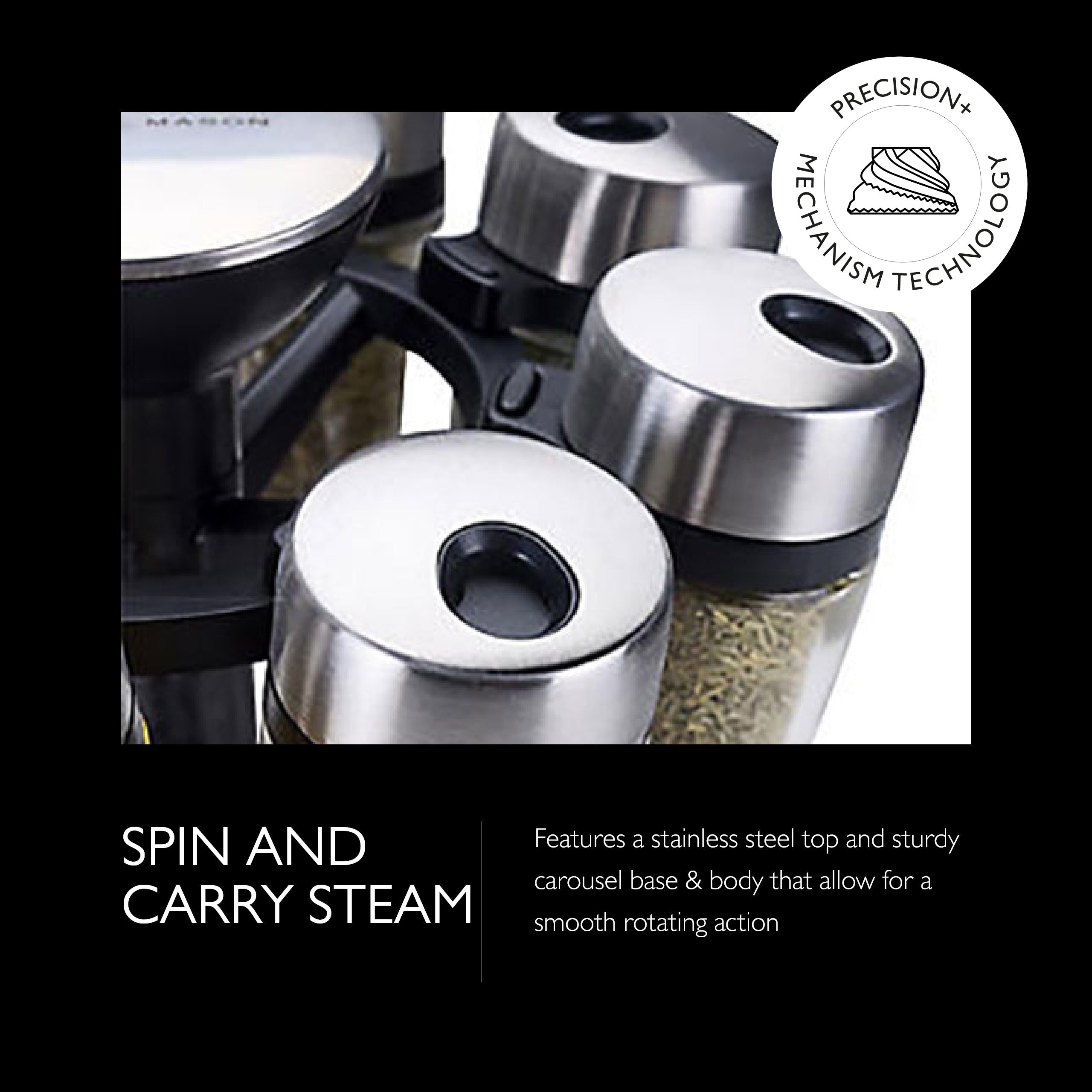 Cole & Mason Cambridge 16 Jar Herb & Spice Carousel with Easy Pour Lid Top, 10
