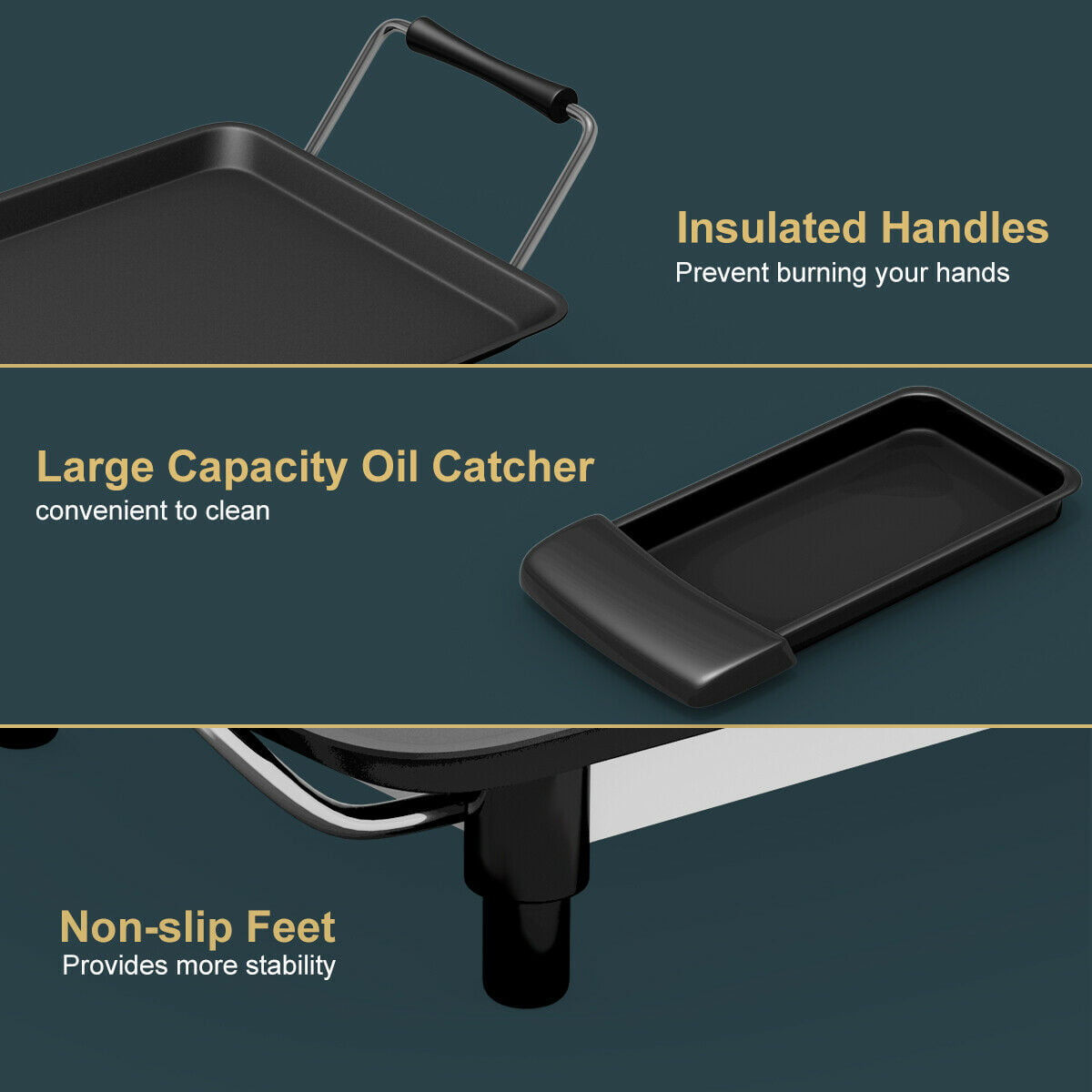 Electric Teppanyaki Table Top Grill Griddle BBQ Barbecue Nonstick Camping