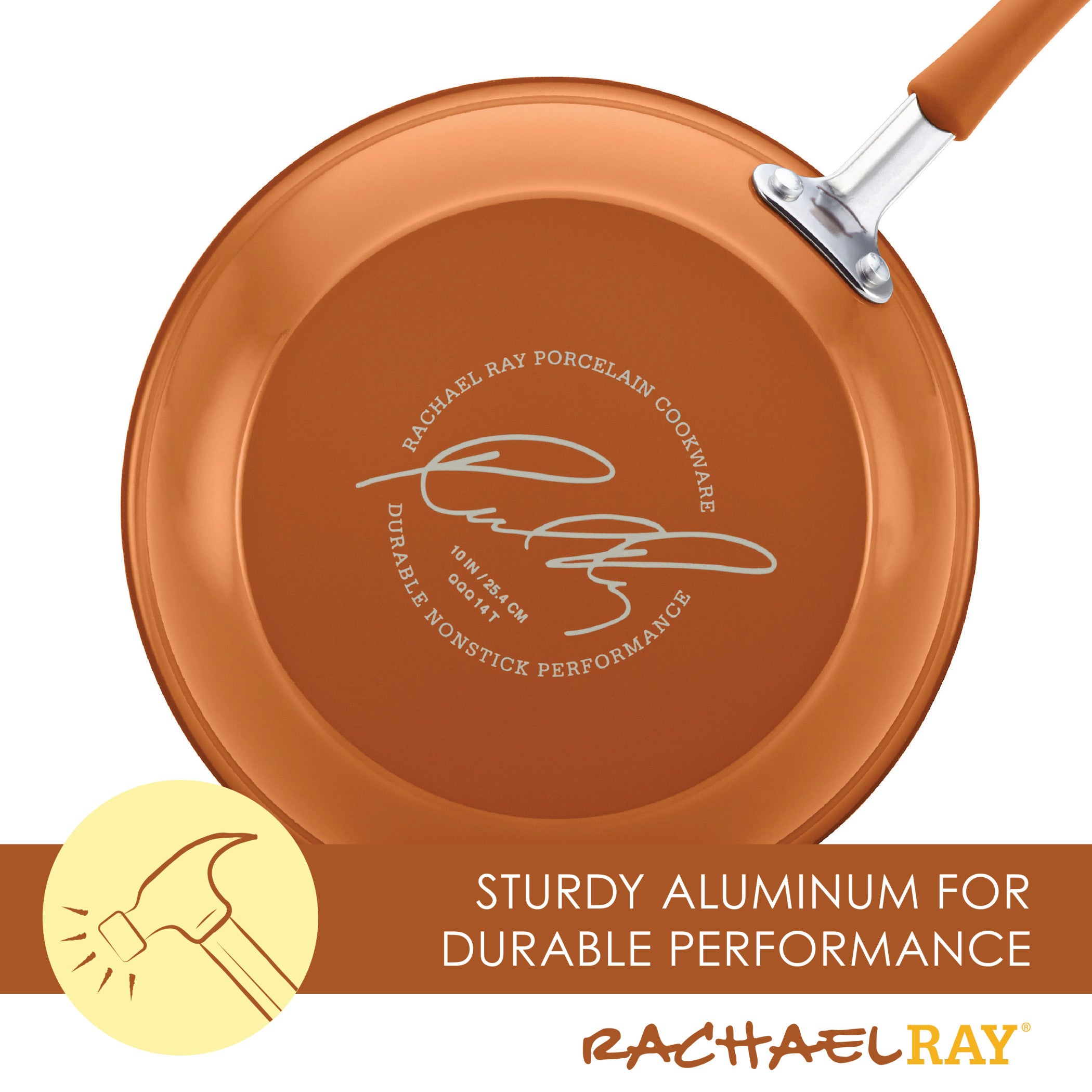 Rachael Ray Cucina Hard Enamel Nonstick Cookware and Measuring Cup Set, 18-Piece, Orange