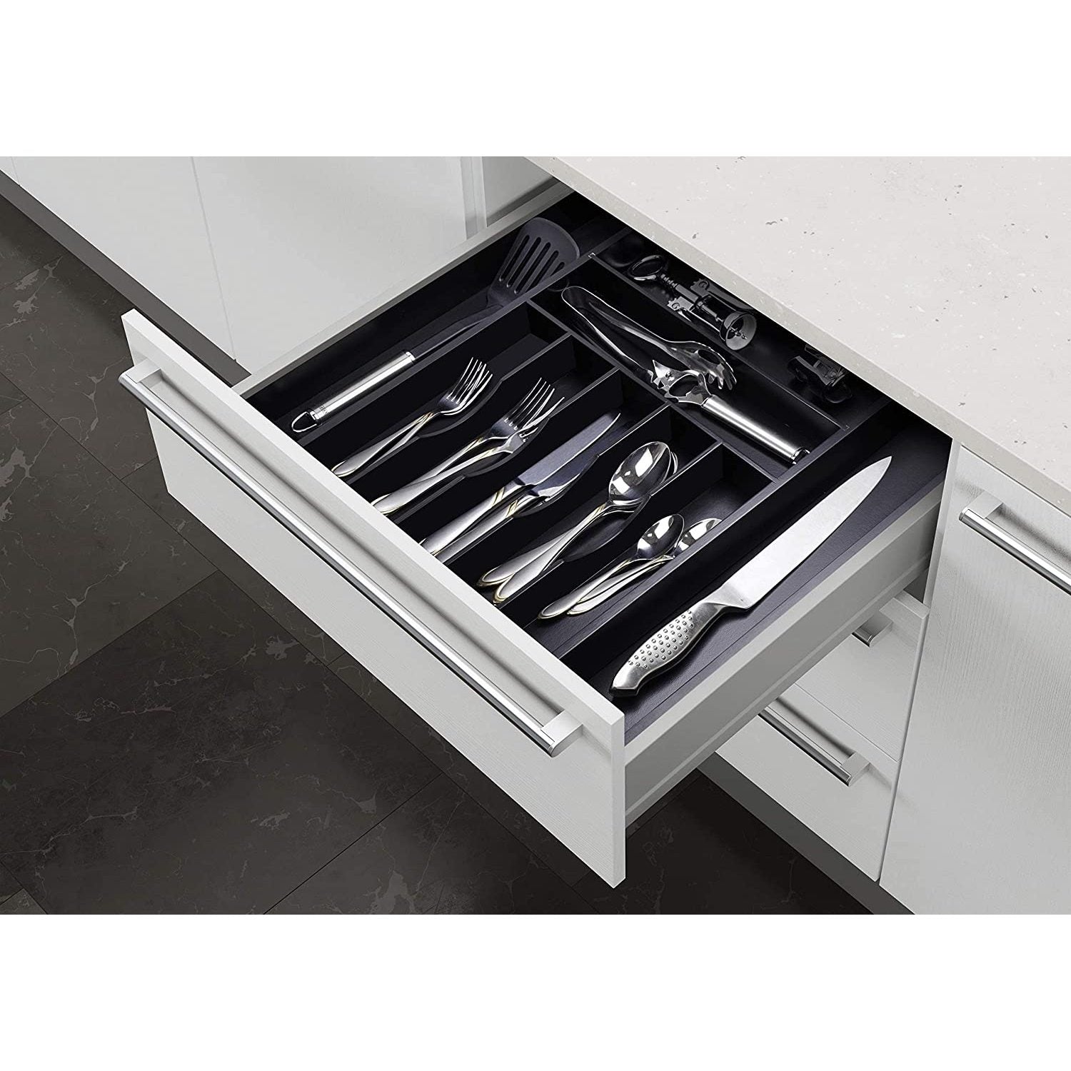 ROYAL CRAFT WOOD Luxury Bamboo Kitchen Drawer Organizer - Silverware Organizer