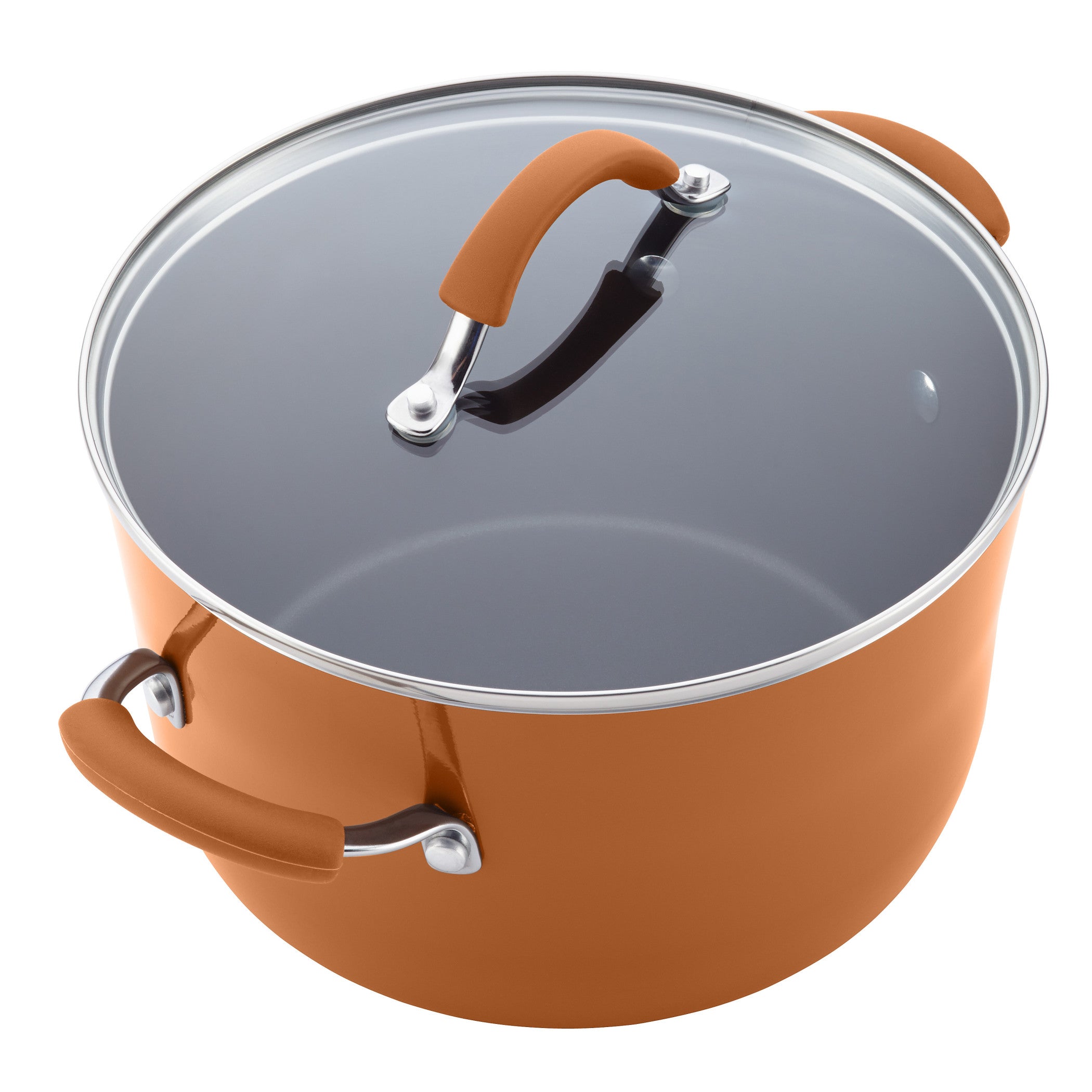 Rachael Ray Cucina Hard Enamel Nonstick Cookware and Measuring Cup Set, 18-Piece, Orange