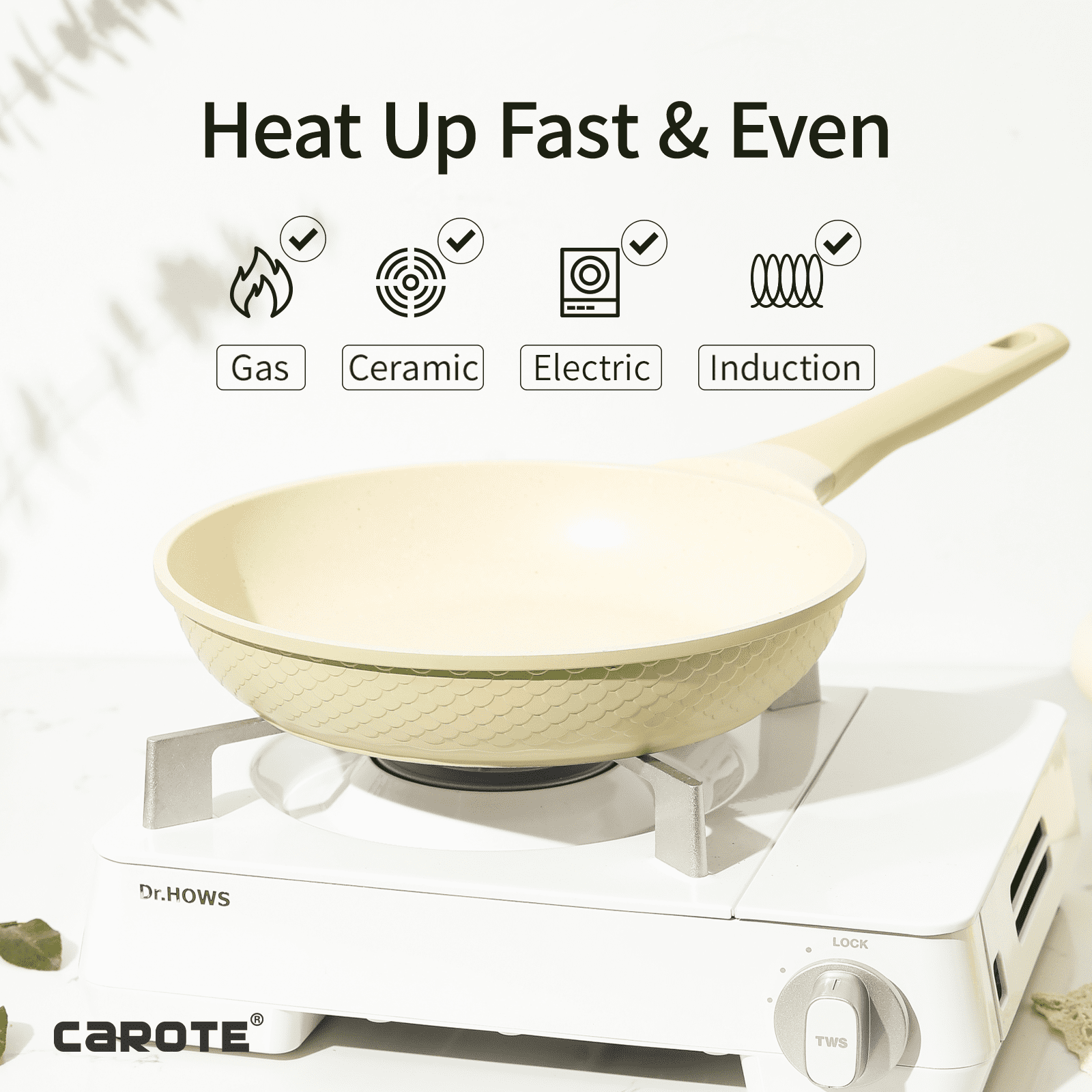 Carote Nonstick Pots and Pans Set, 8 Pcs Non Stick Cookware