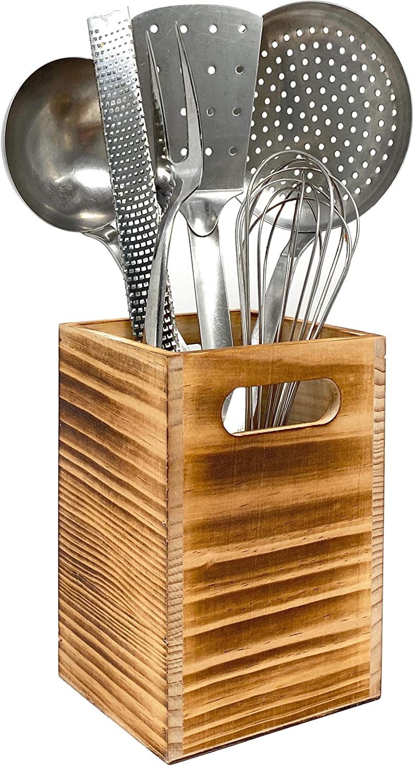 Tervis Utensil Holder in Rustic Wood Countertop Organizer