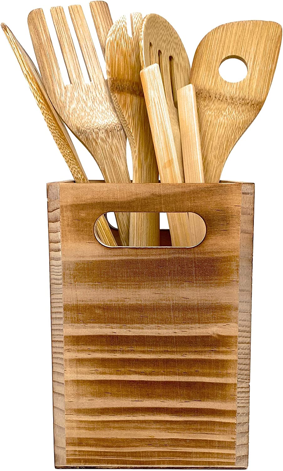 Tervis Utensil Holder in Rustic Wood Countertop Organizer