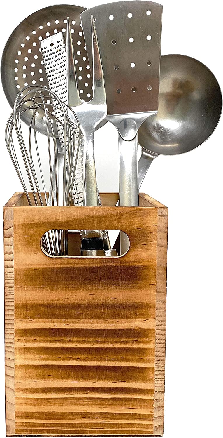 Tervis Utensil Holder in Rustic Wood Countertop Organizer