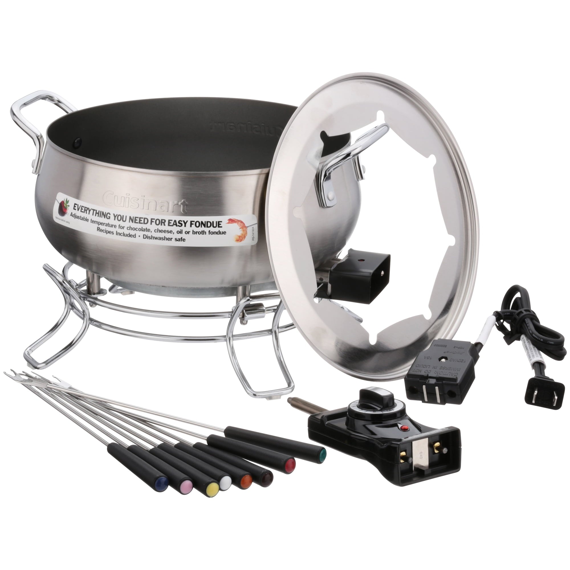 Cuisinart CFO-3SS, 3-Quart Electric Fondue Pot with Forks, Stainless Steel