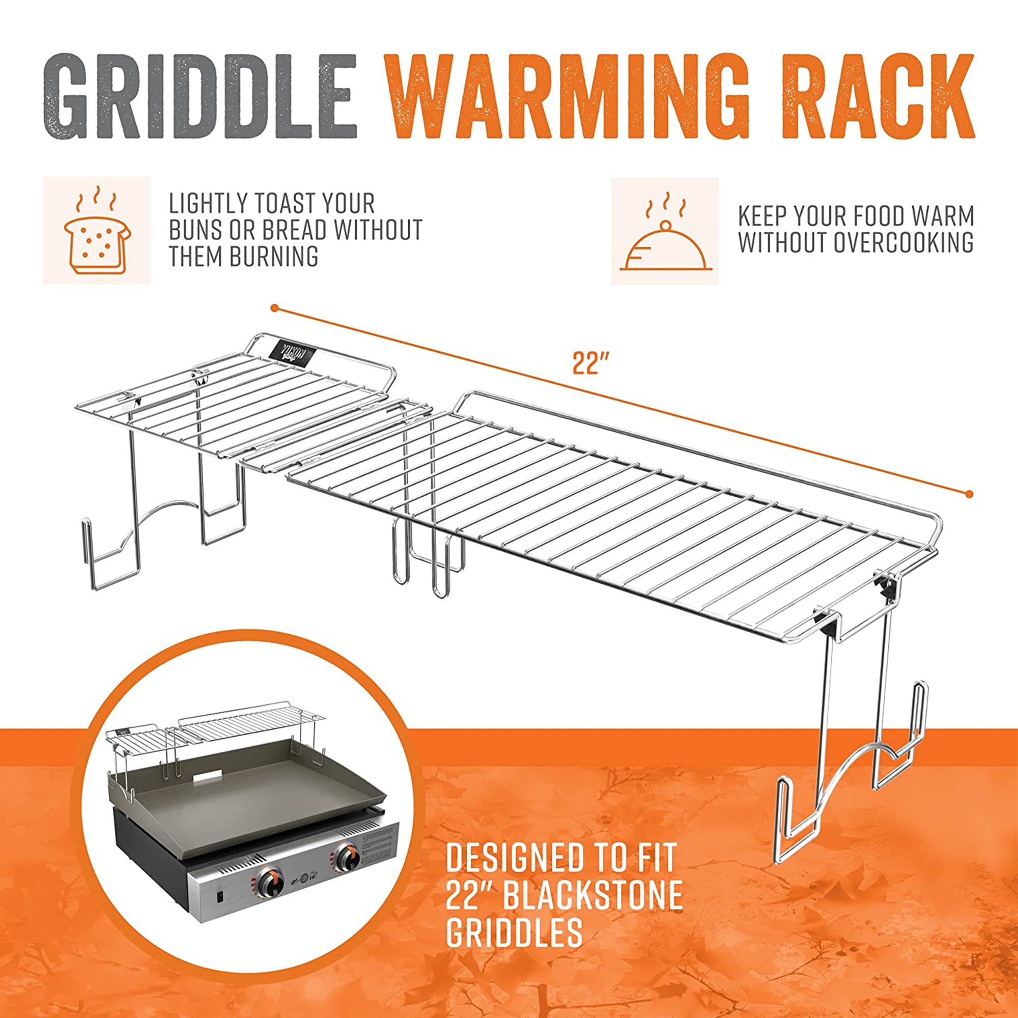 Yukon Glory Collapsible BBQ Grill Rack Griddle Warming Tray for 22