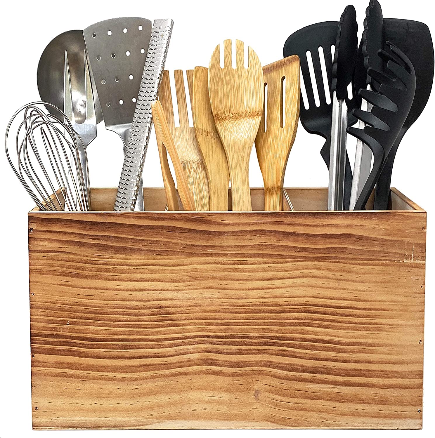 Tervis Utensil Holder in Rustic Wood Countertop Organizer