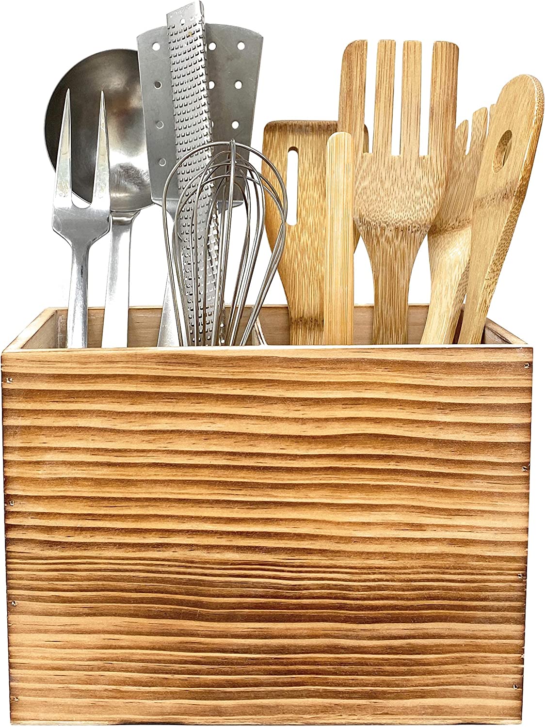 Tervis Utensil Holder in Rustic Wood Countertop Organizer