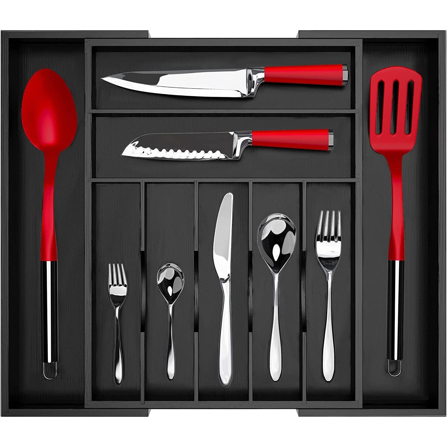 ROYAL CRAFT WOOD Luxury Bamboo Kitchen Drawer Organizer - Silverware Organizer