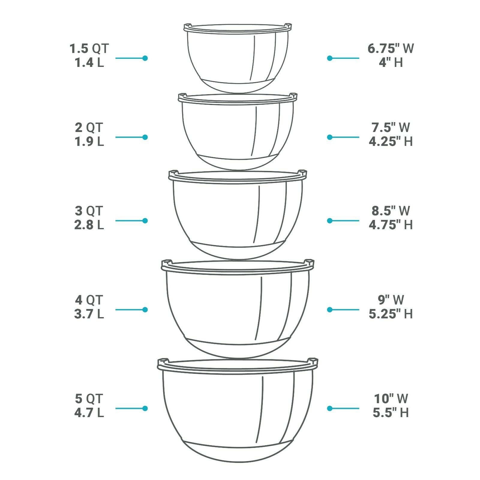 Belwares Stainless Steel Nesting Mixing Bowl Set with (13 Pieces)