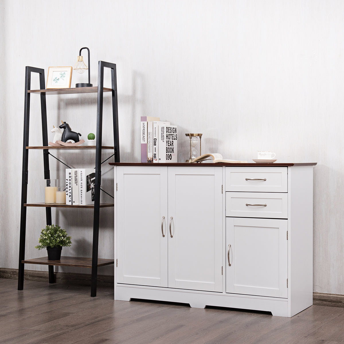 Gymax Buffet Storage Cabinet Console Table Kitchen Sideboardd Home Furni W/2 Drawers