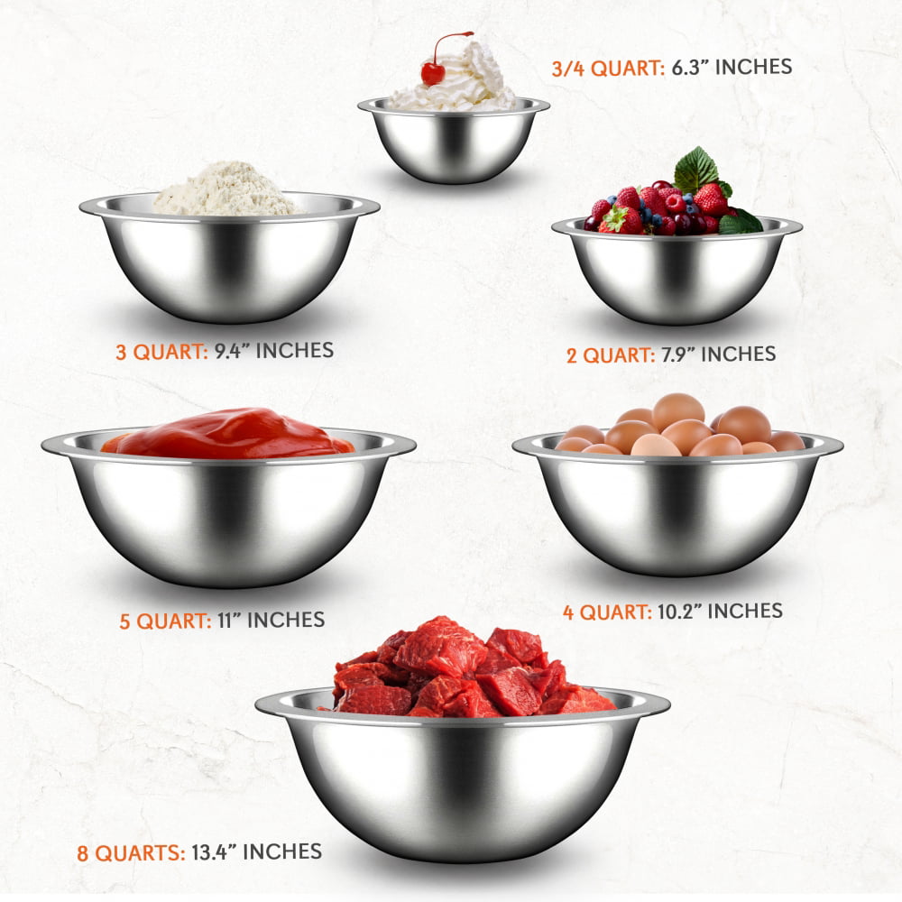 Nutrichef Nutrichef Ncmb6pc Stainless Steel Mixing Bowl Set