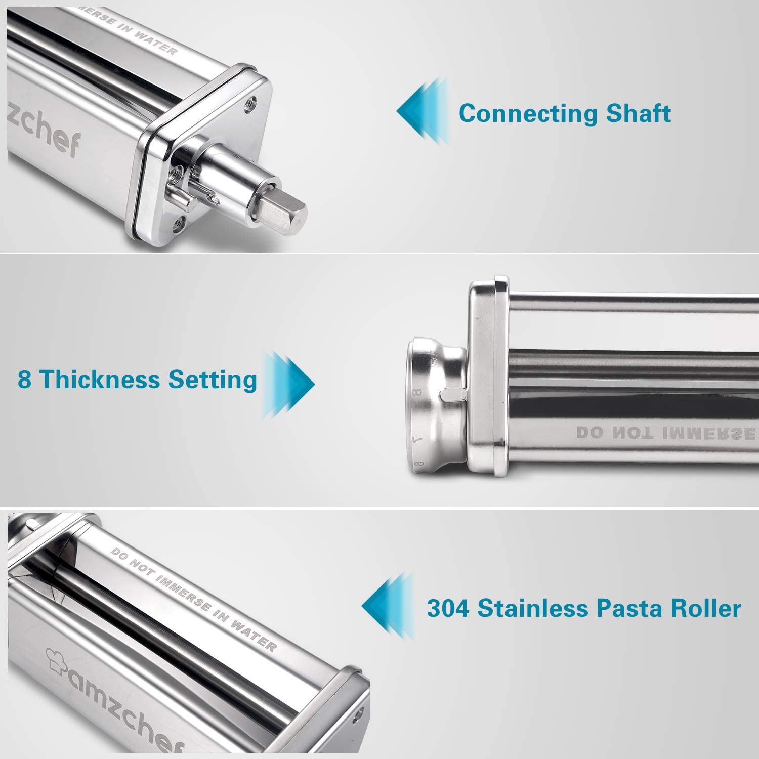 amzchef Pasta Maker Attachments Set for KitchenAid Stand Mixers, Fettuccine Cutter