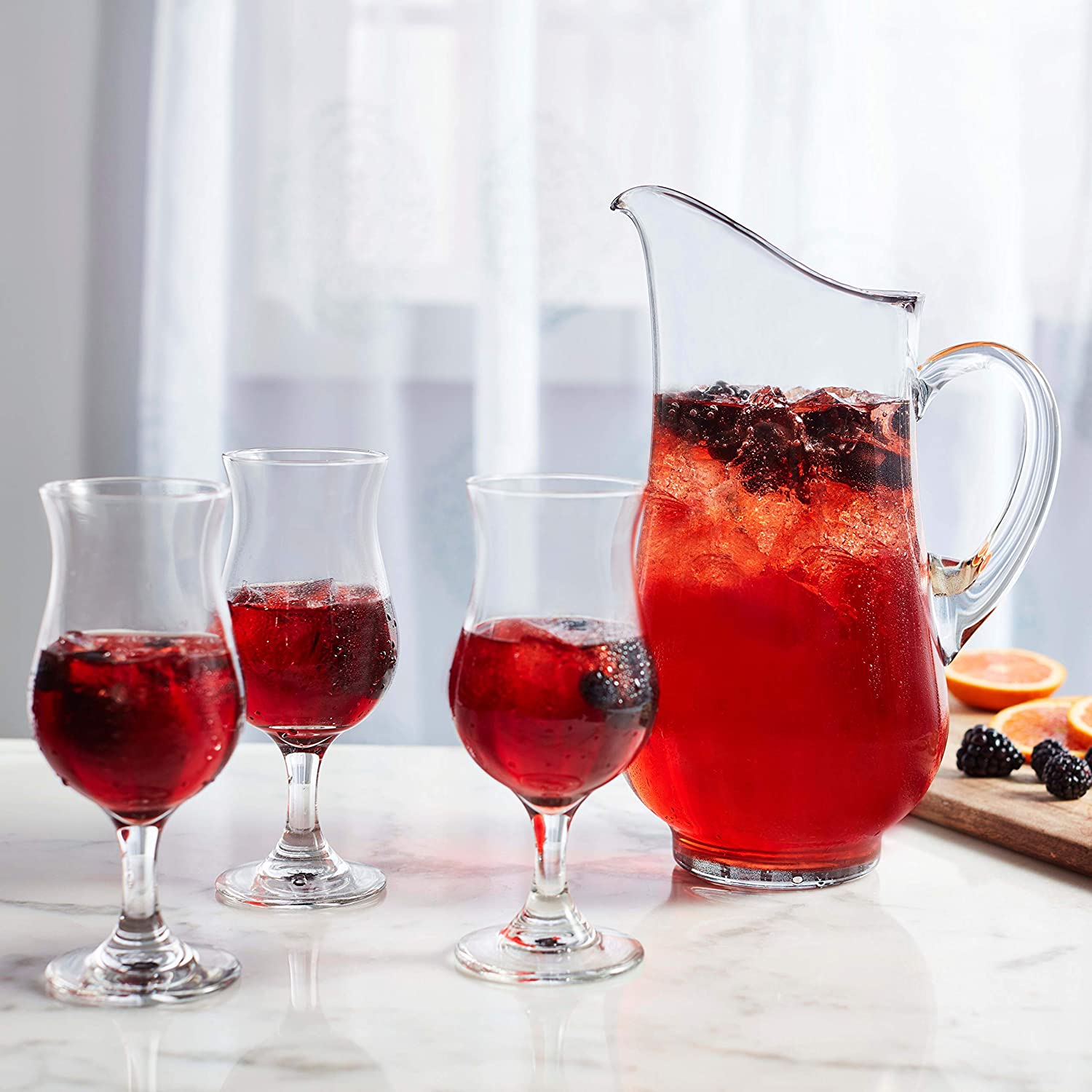 Libbey Entertaining Set with 6 Stemmed Glasses and Pitcher