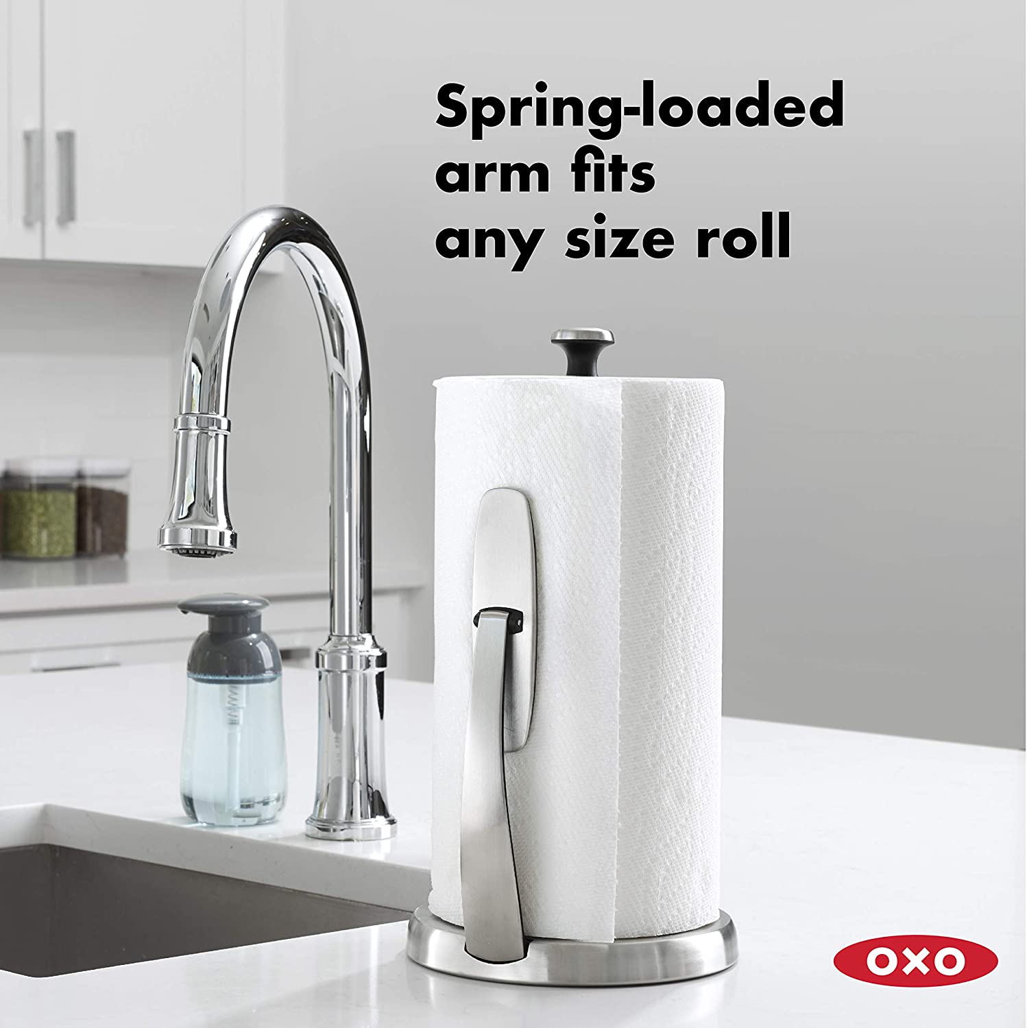 Full Size Dish Rack, Light Grey & OXO Good Grips SimplyTear Paper Towel Holder - Stainless Steel
