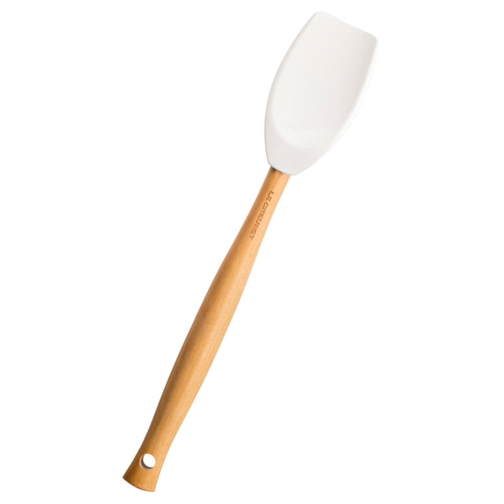 Le Creuset Craft Series White Silicone and Wood Spatula Spoon