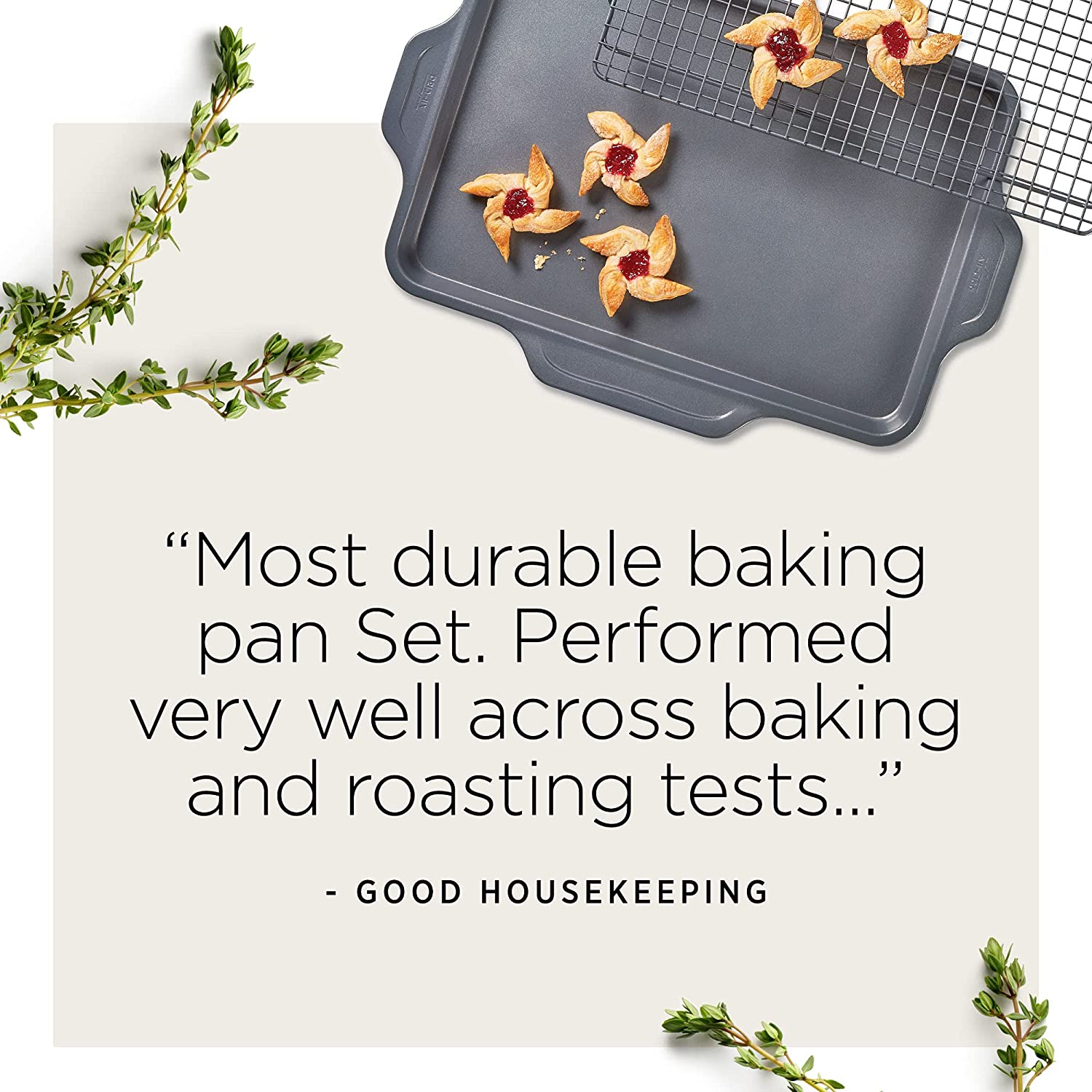 All-Clad Pro-Release Nonstick Bakeware Set Including Round Cake, Loaf Pan, Cooling & Baking Rack, 5 piece, Gray