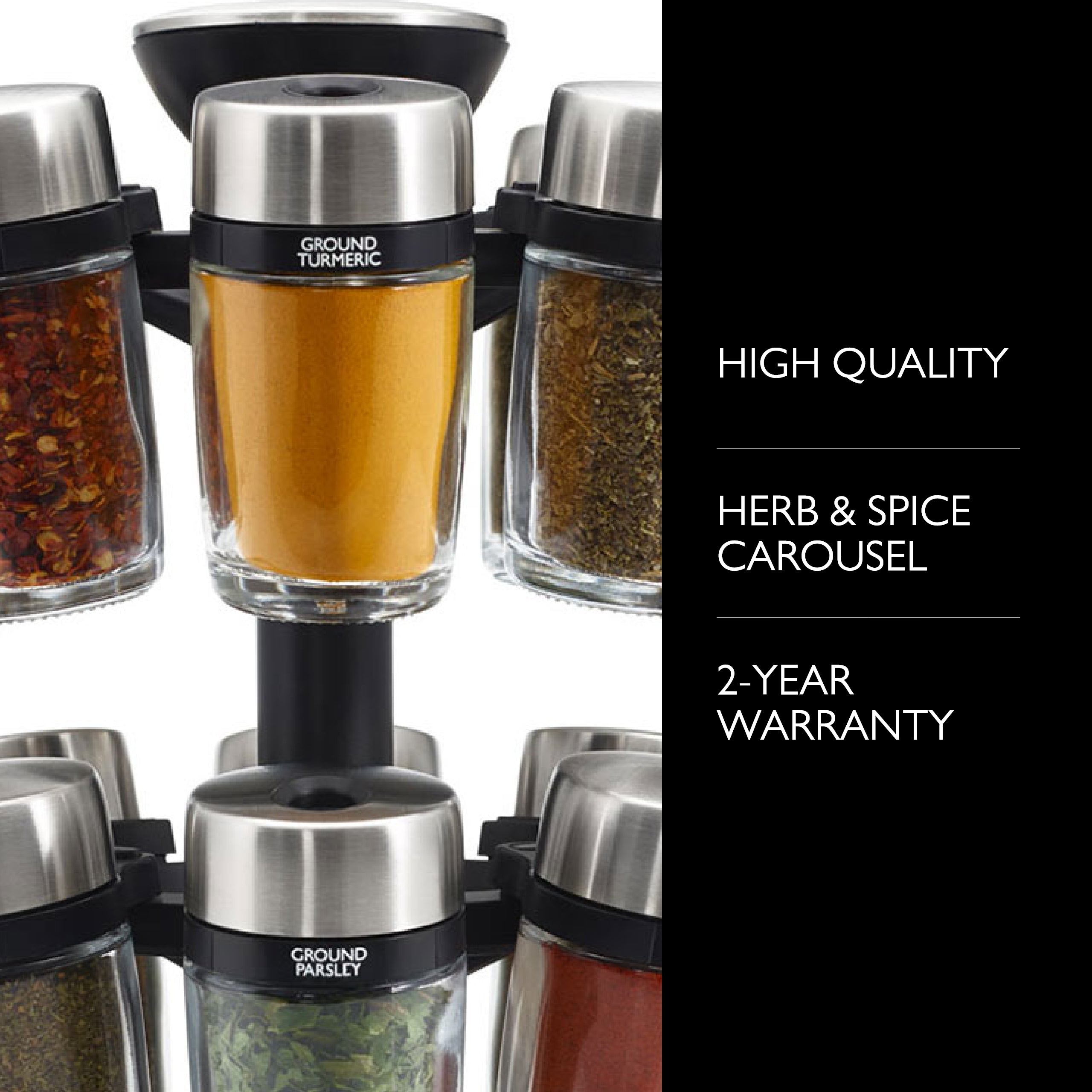 Cole & Mason Cambridge 16 Jar Herb & Spice Carousel with Easy Pour Lid Top, 10