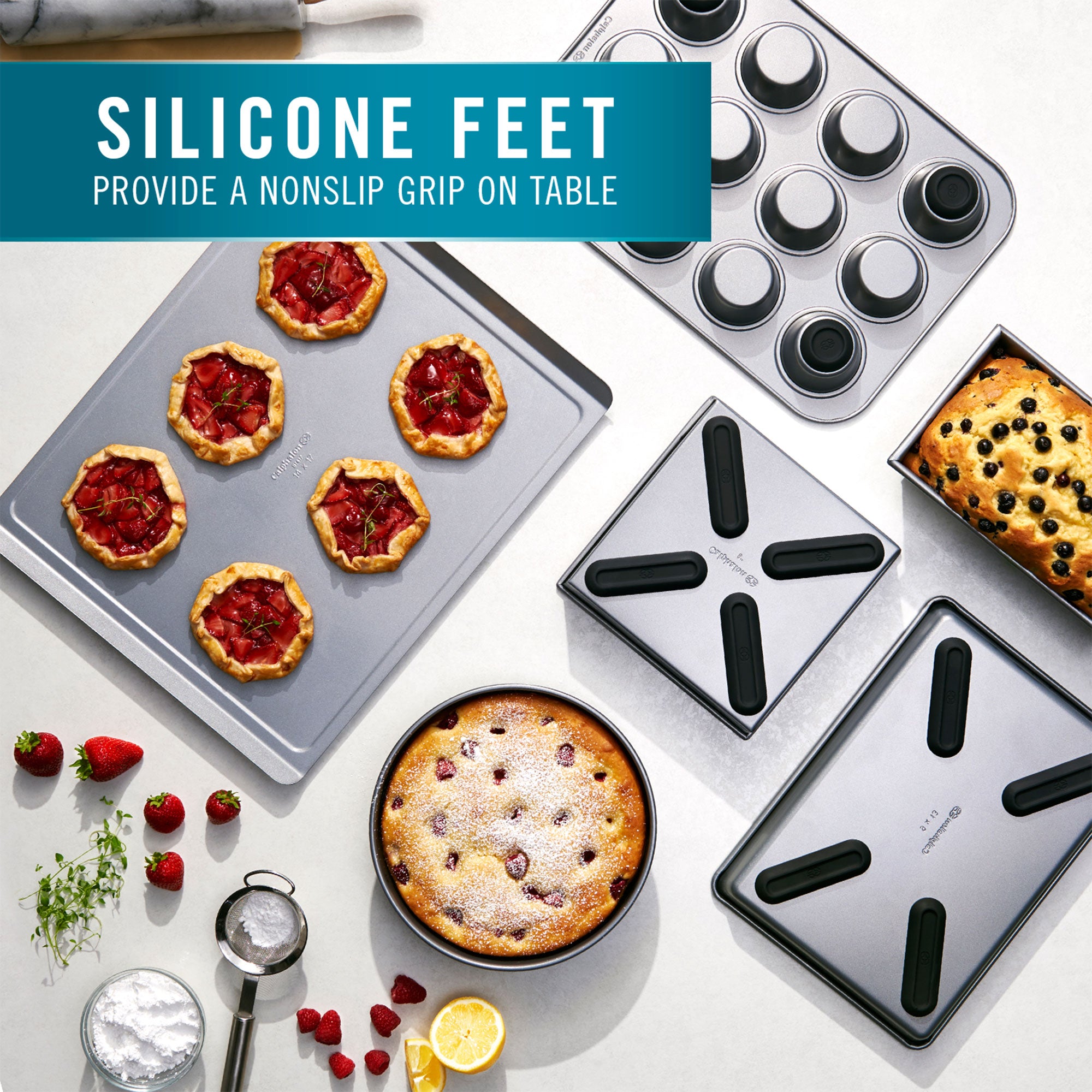 Calphalon 6 Piece Nonstick All Purpose Bakeware Set w Cookie Sheets, Silver
