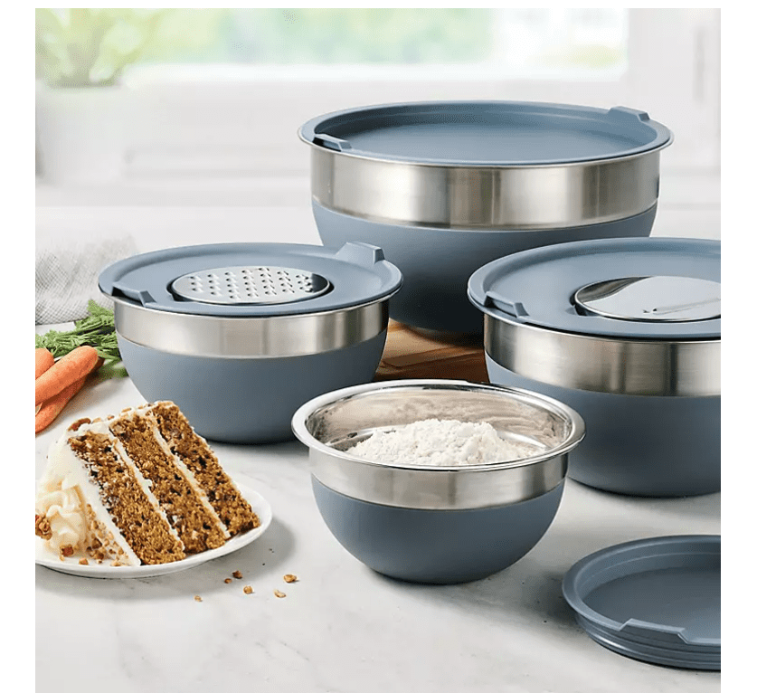 Tramontina 10-Piece Stainless Steel Mixing Bowls,Blueberry
