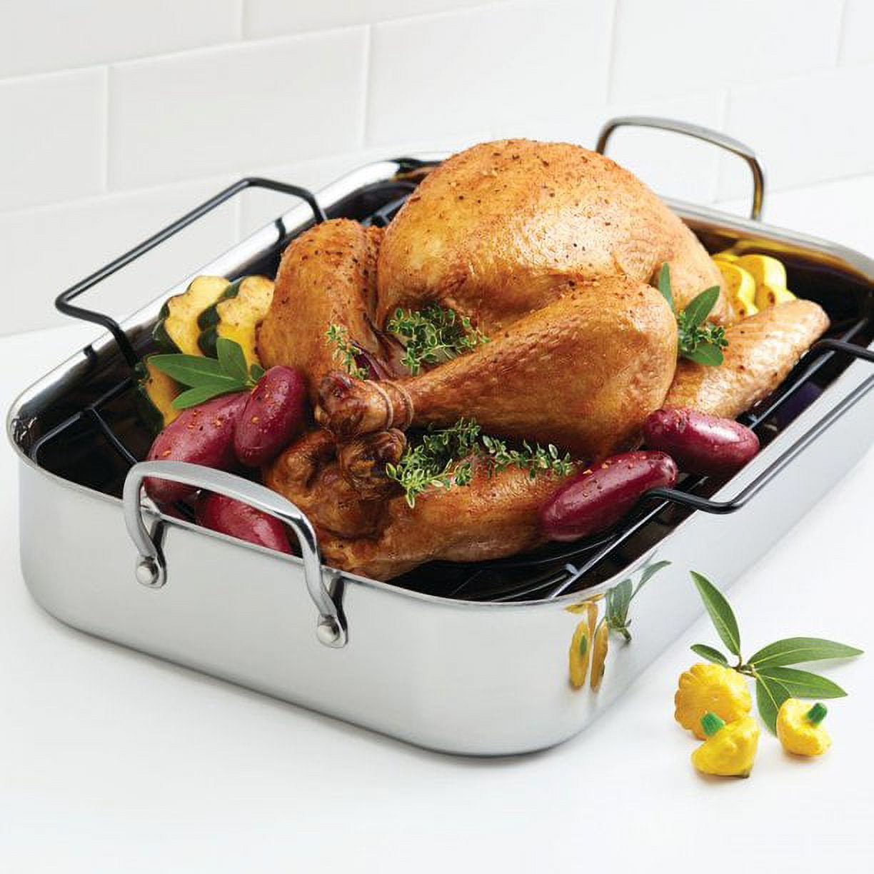 Anolon Tri-Ply Clad Nonstick Roasting Pan in Stainless Steel