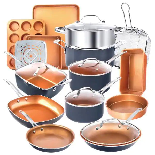 Gotham Steel 20-Piece Aluminum Ti-Ceramic Nonstick Cookware and Bakeware Set in Graphite